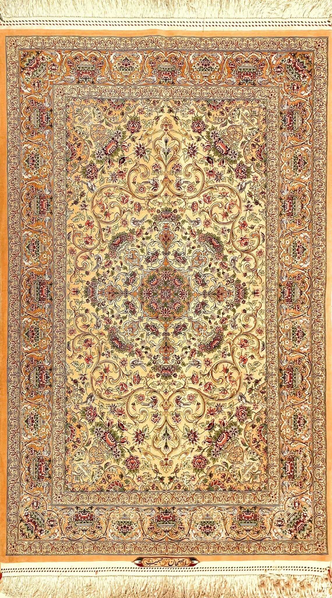 "Hand-knotted Isfahan Persian Rug by Weaver Habib - 180 cm x 120 cm, Silk & Wool Blend, Traditional Medallion Design"